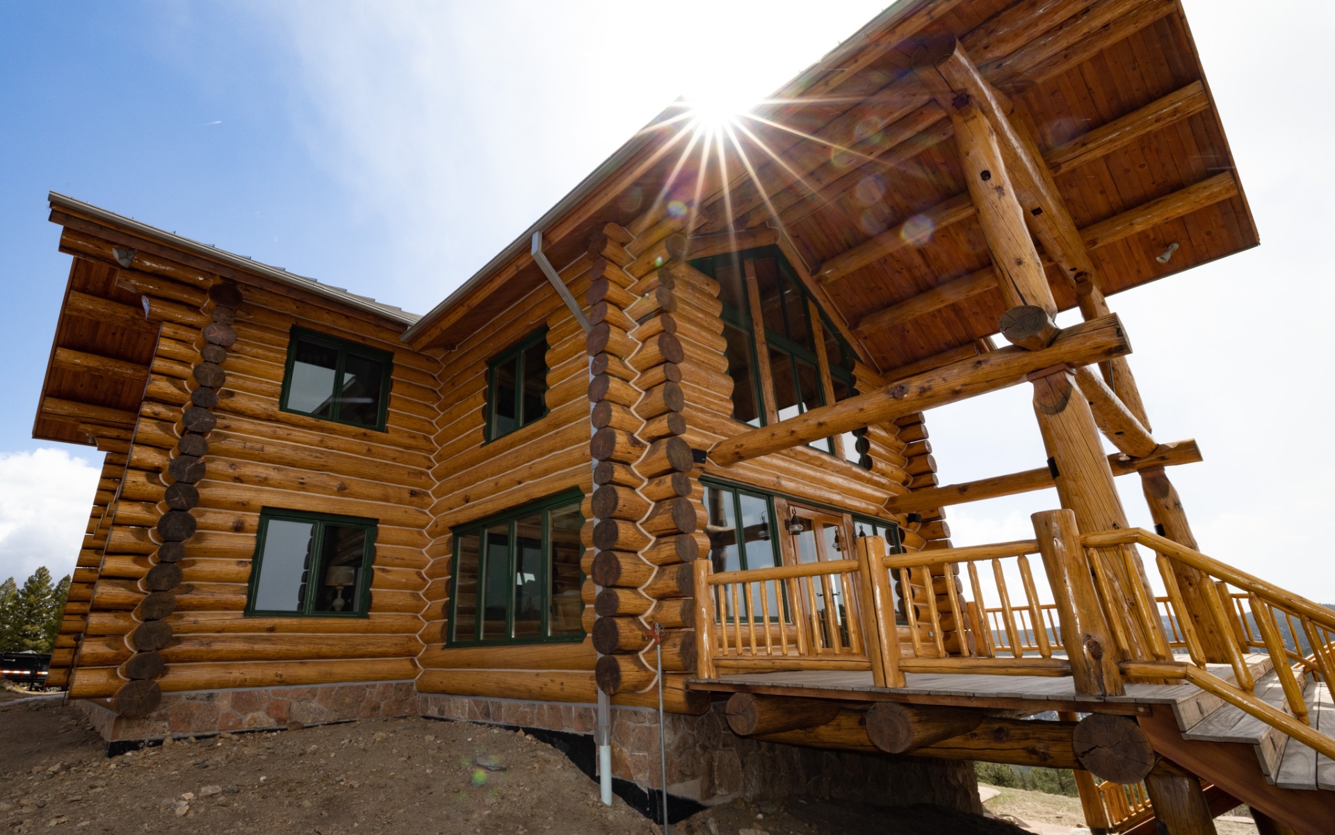 Log home in mountain setting